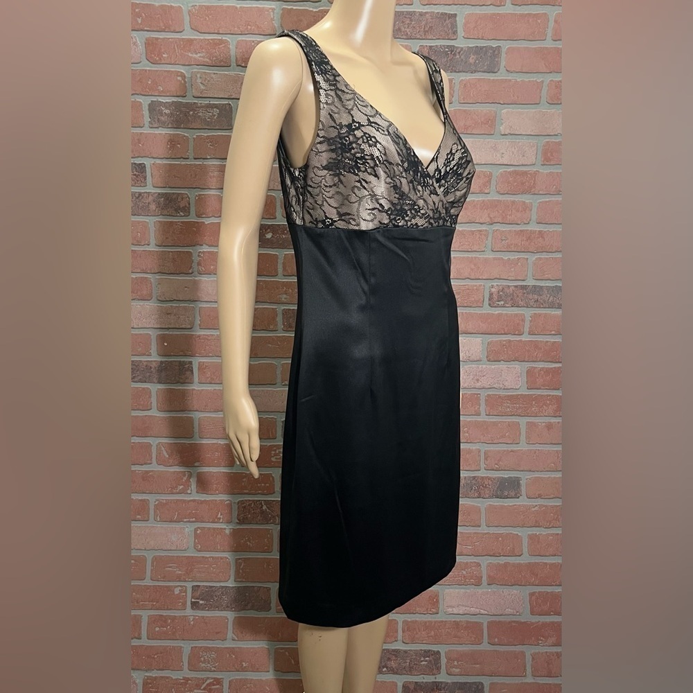 Allen B Allen Schwartz Formal Dress Black Blush Lace LowBack Size 8